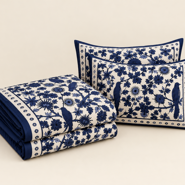 Navy Botanical Bedding Set-3